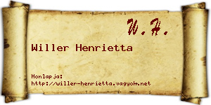 Willer Henrietta névjegykártya